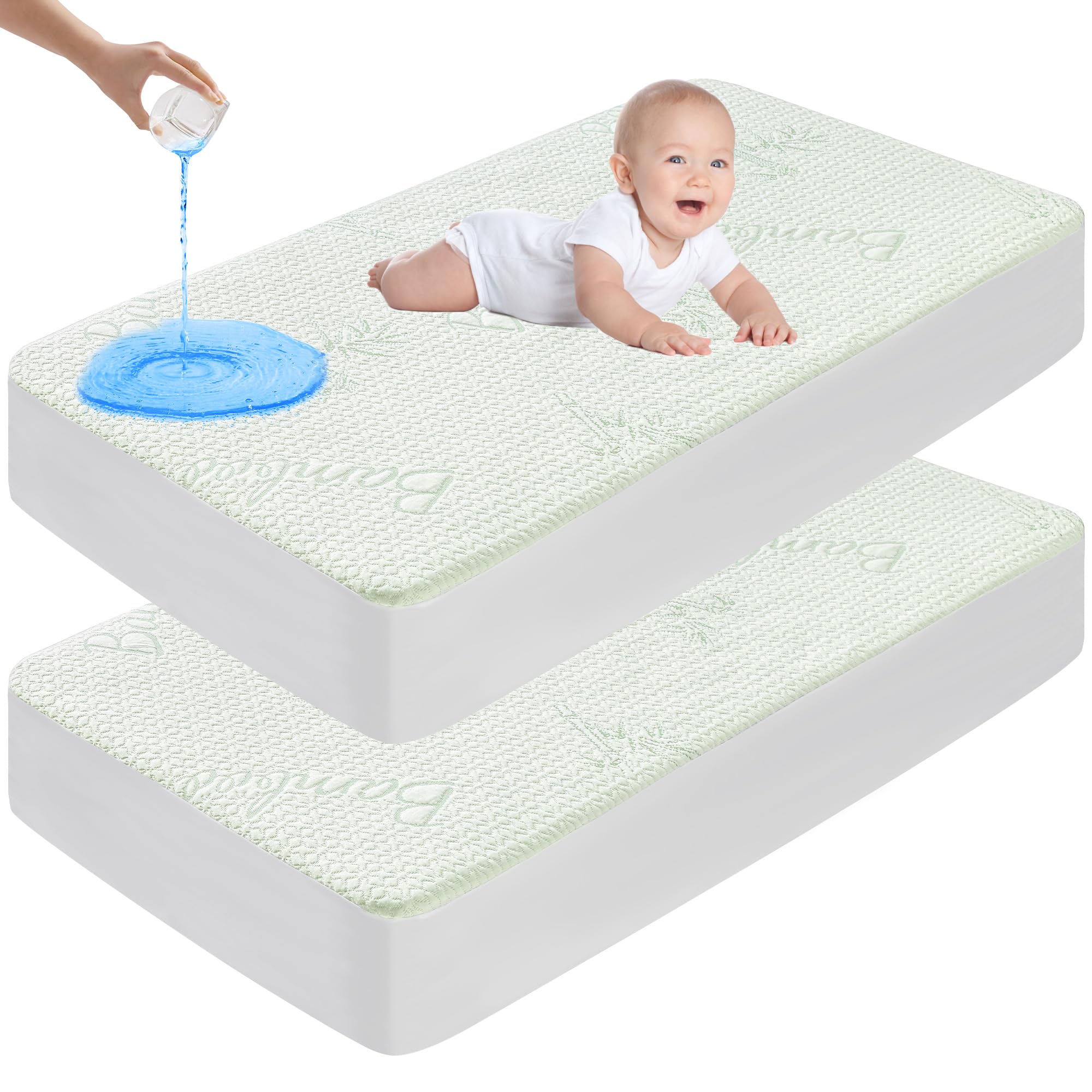 GOONIK Paquete de 2 protectores de colchón impermeables para cuna