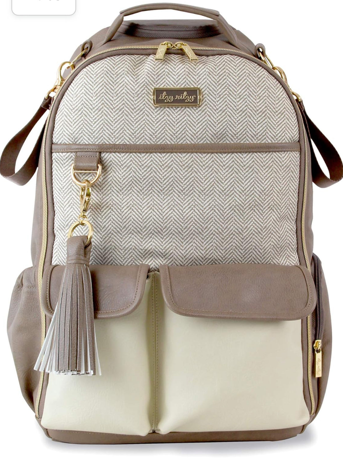 Mochila para pañales Boss de Itzy Ritzy., L, Gris Topo (Taupe Herringbone)