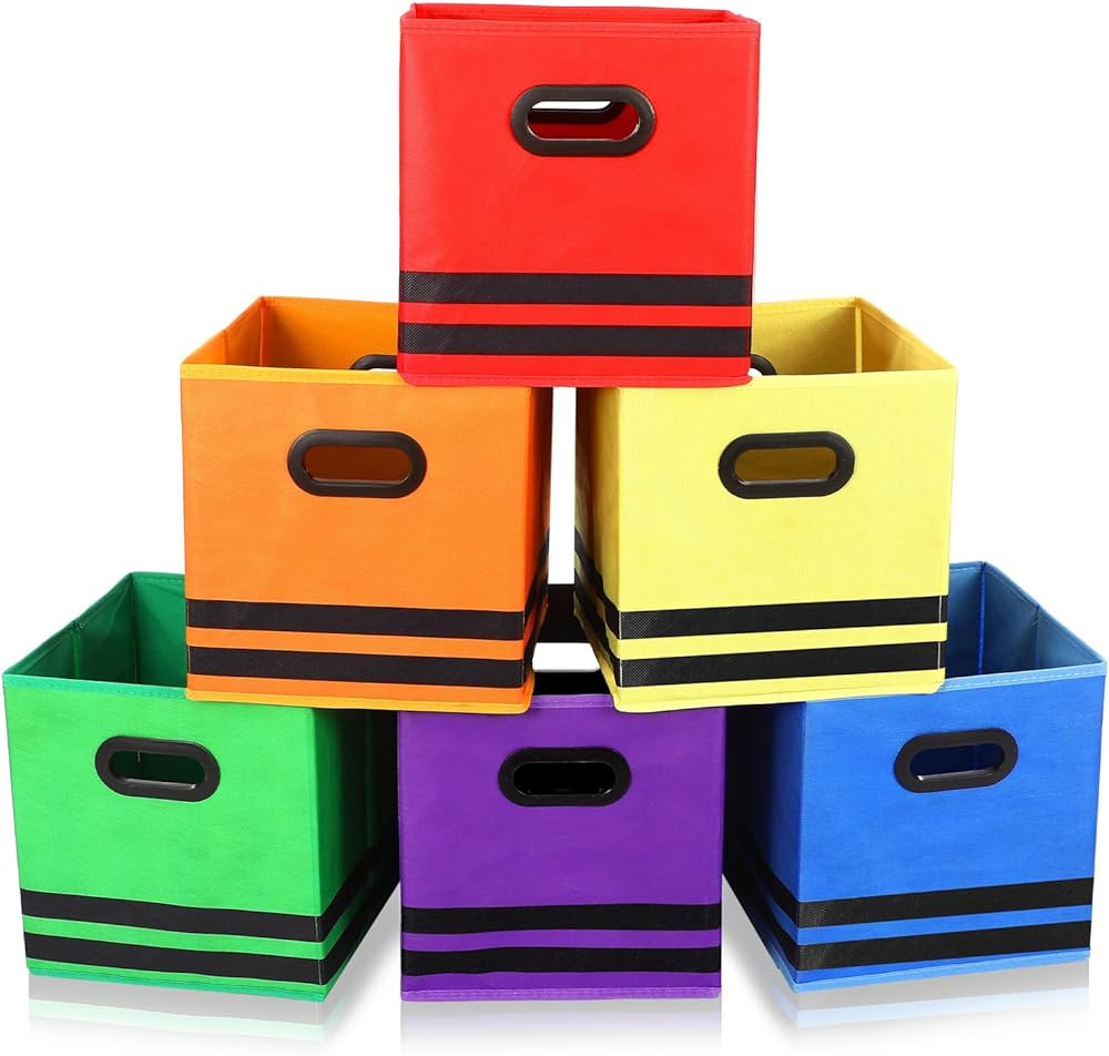 6 juegos de cubos de almacenamiento plegables de tela con asas