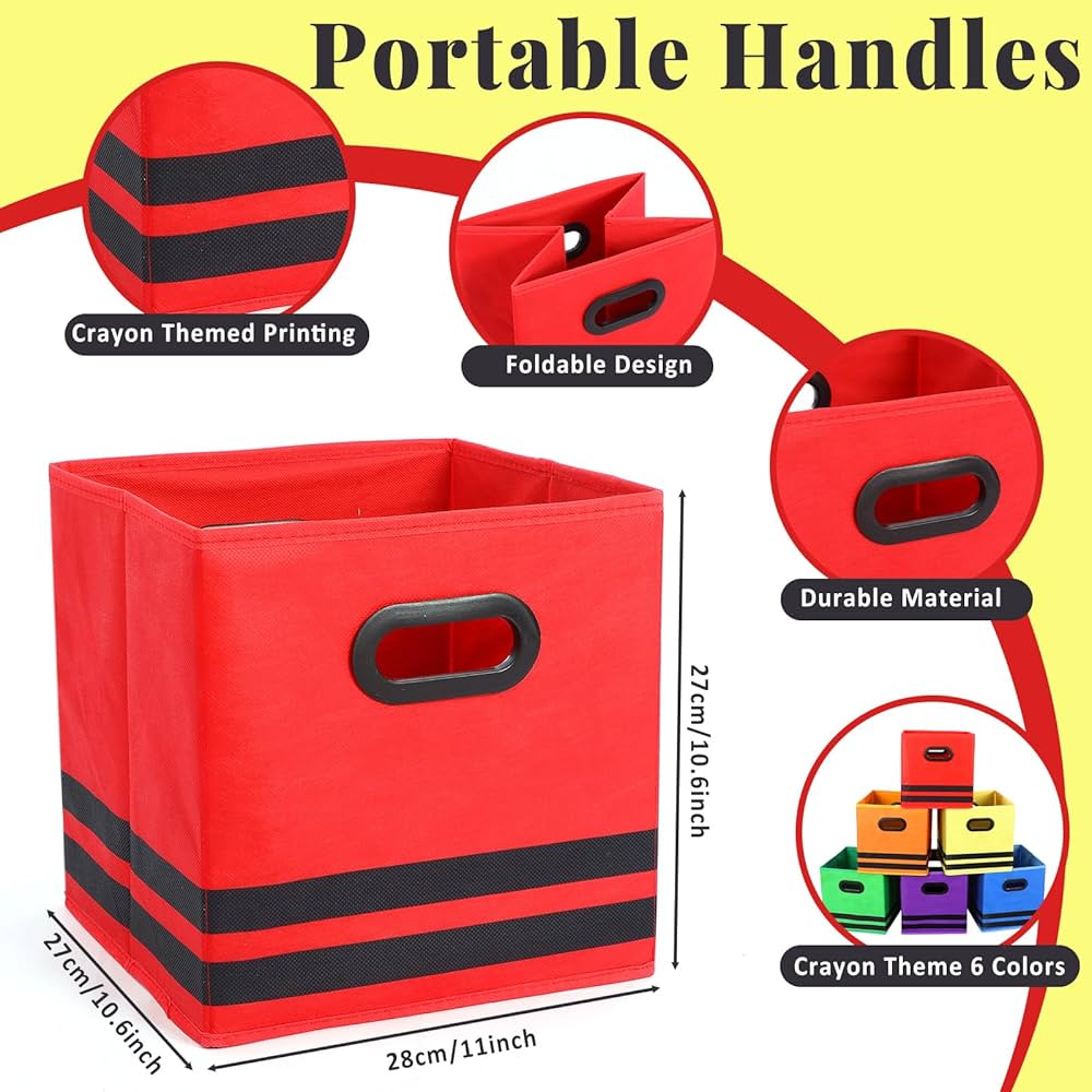 6 juegos de cubos de almacenamiento plegables de tela con asas