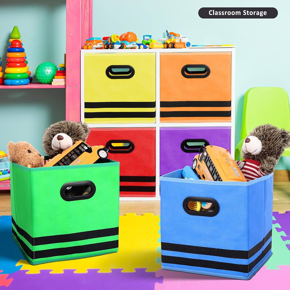 6 juegos de cubos de almacenamiento plegables de tela con asas