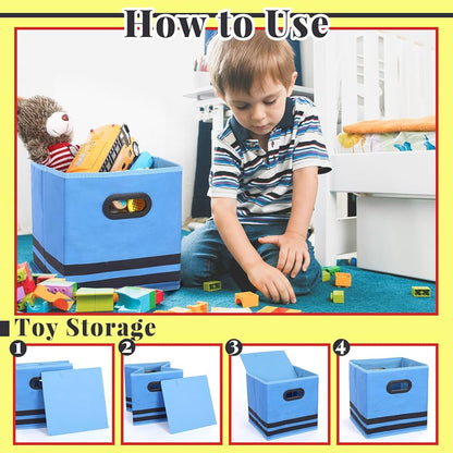 6 juegos de cubos de almacenamiento plegables de tela con asas