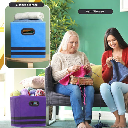 6 juegos de cubos de almacenamiento plegables de tela con asas