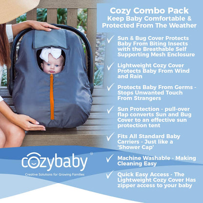 Paquete combinado CozyBaby con cubierta de malla para el sol y los insectos