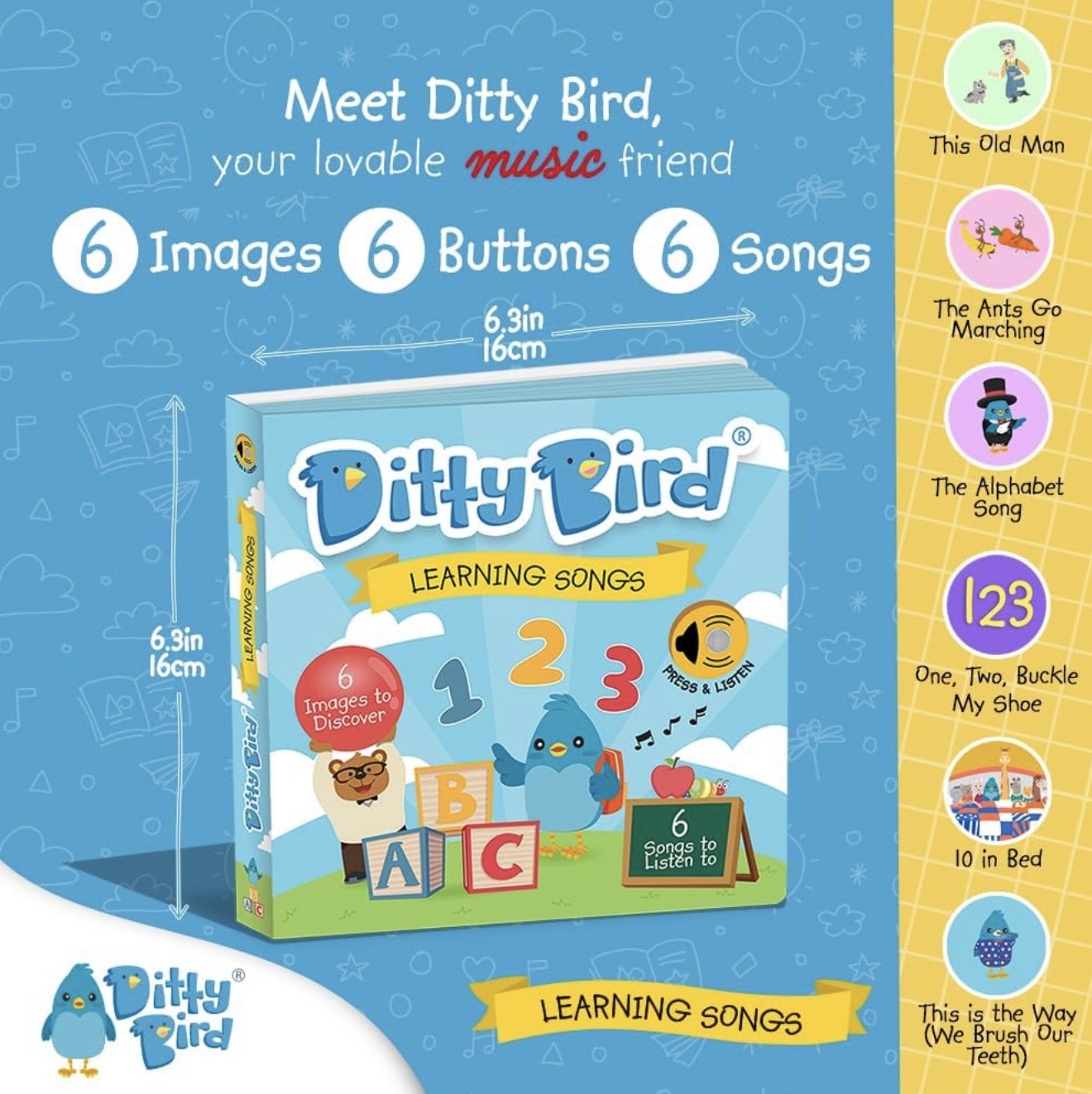Ditty Bird | Aprendizaje de canciones | Libro musical interactivo
