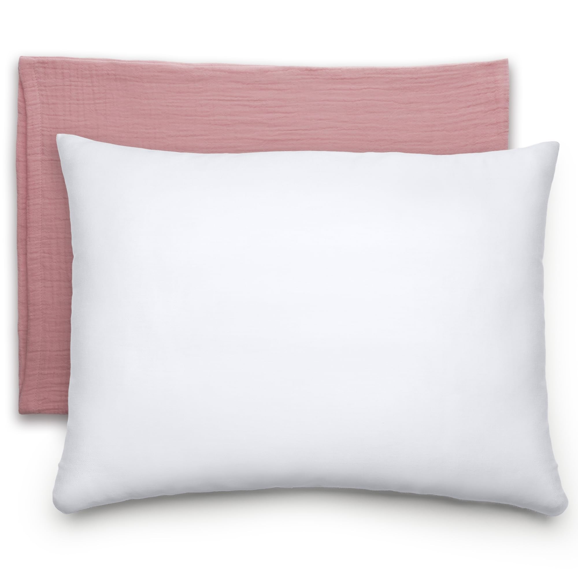 Comfy Cubs Almohada para niños pequeños con funda de almohada de muselina, 13 x 18 pulgadas