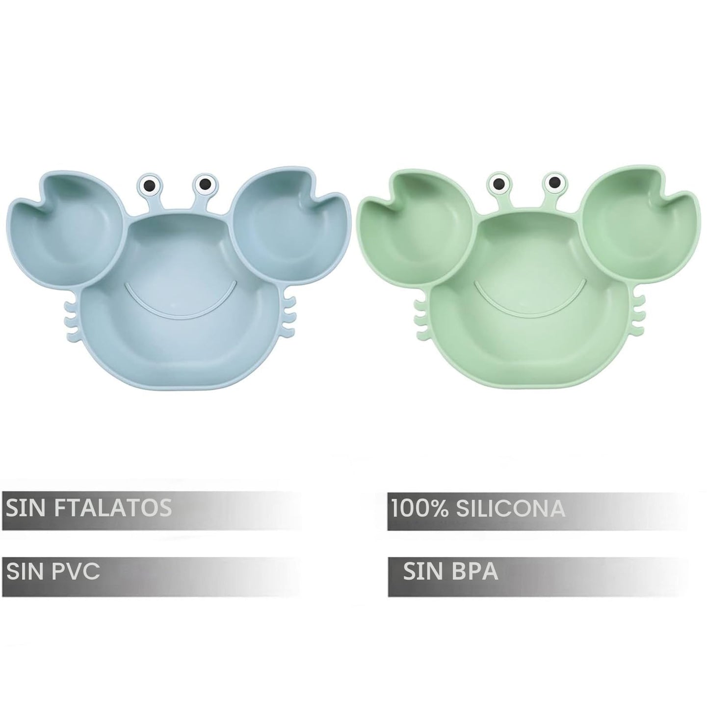 Paquete de 2 Platos de Succión de Silicona para Bebé