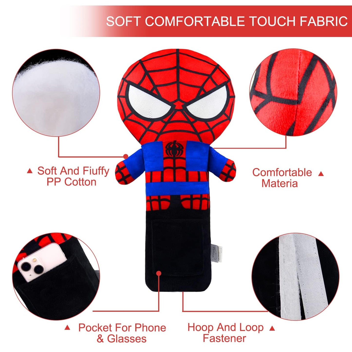 Funda de almohada  de Spiderman para cinturón de seguridad infantil FiXiang