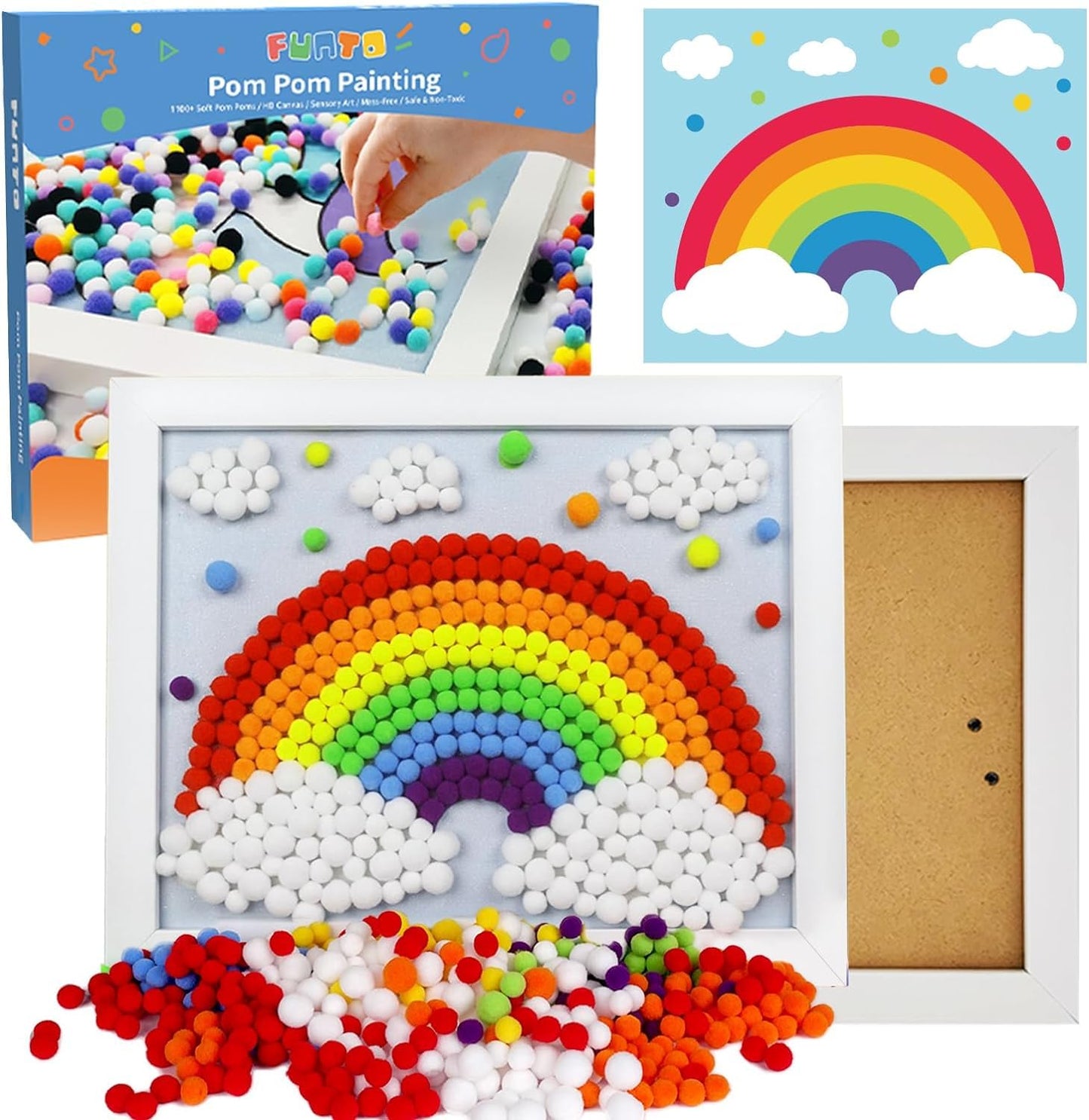 Kit de Arte de Pintura Arcoíris Funto - Más de 1100 Pompones