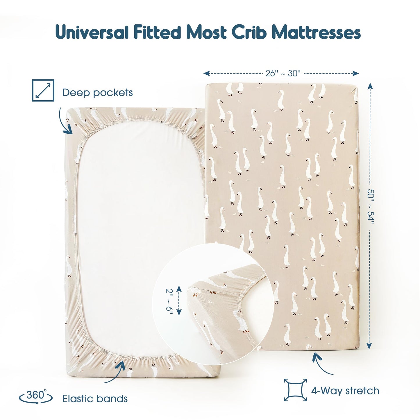 Paquete de 2 sábanas de punto de jersey ultrasuaves para cuna