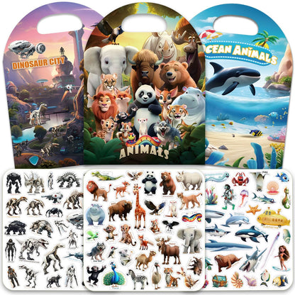 3 juegos de libros de pegatinas reutilizables para niños pequeños