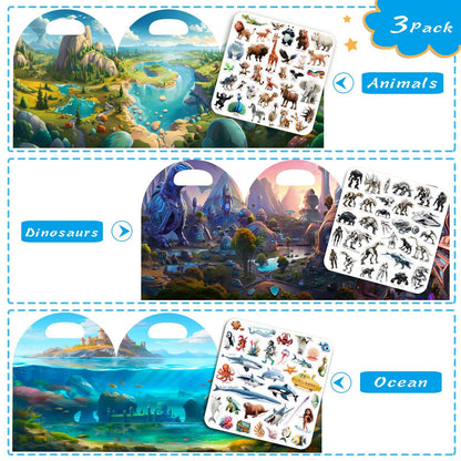 3 juegos de libros de pegatinas reutilizables para niños pequeños