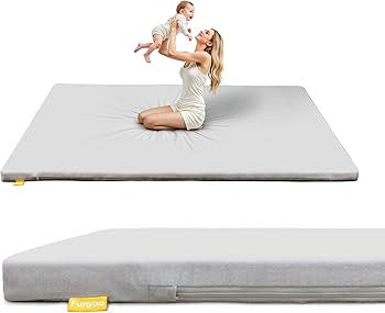 Tapete de juego acolchado para bebé de 71 x 59 pulgadas, tapete de espuma viscoelástica de 1.2 pulgadas de grosor