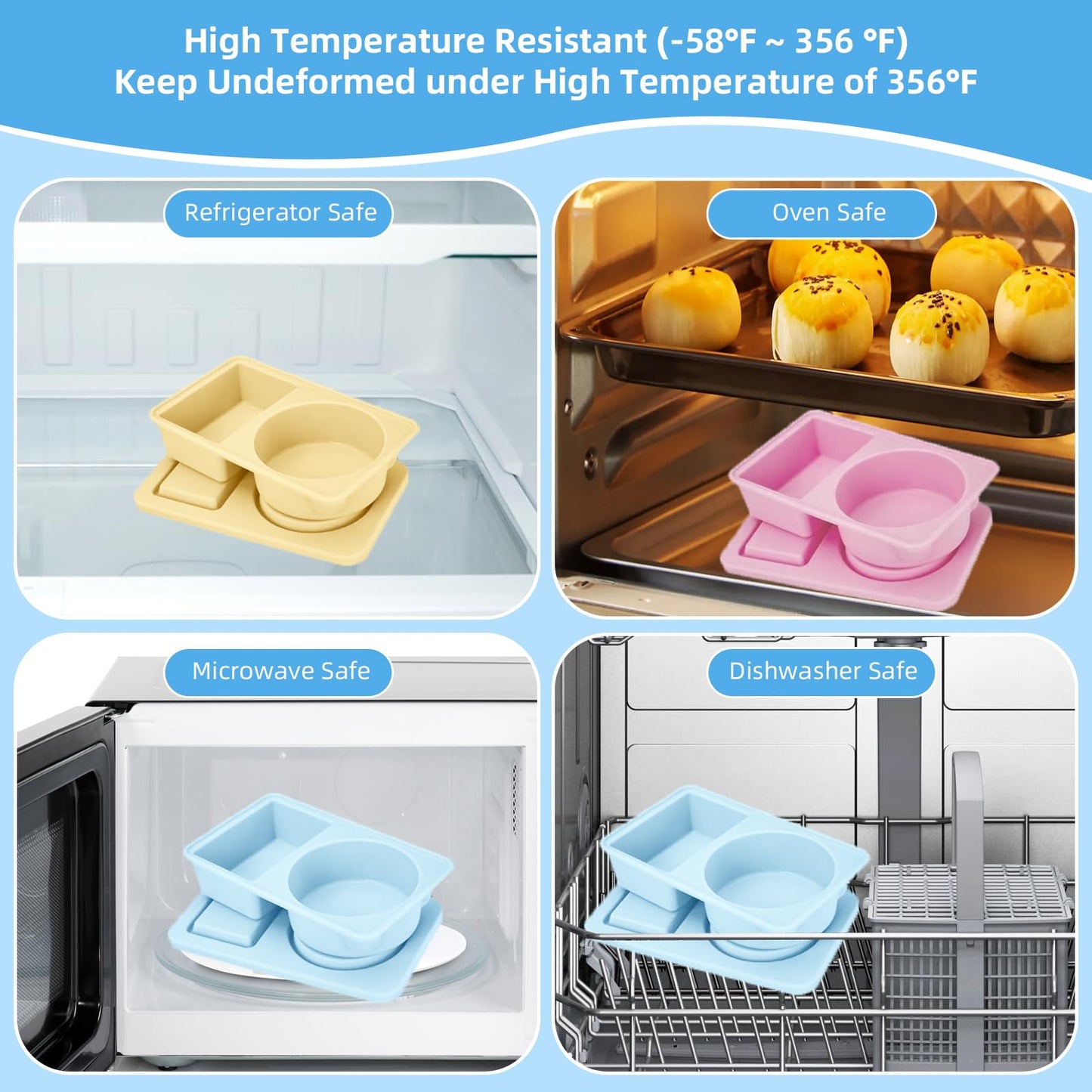 Paquete de 3 recipientes de silicona reutilizables con tapas, pequeñas mini cajas de aperitivos de alimentos