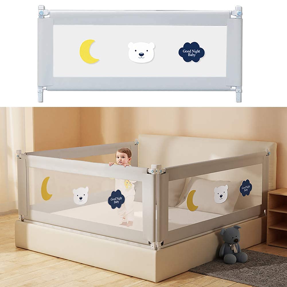 Riel para cama con malla transpirable y bloqueo de doble seguridad para niños, 2 metros