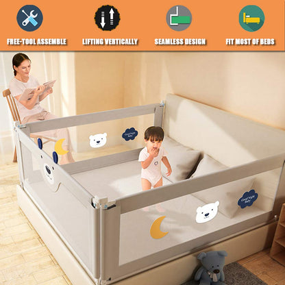 Riel para cama con malla transpirable y bloqueo de doble seguridad para niños, 2 metros, 1 ud