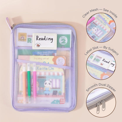 Paquete de 3 bolsas de malla con cremallera para suministros escolares