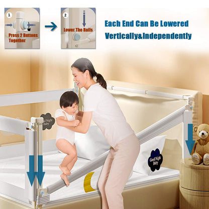 Riel para cama con malla transpirable y bloqueo de doble seguridad para niños, 2 metros, 1 ud