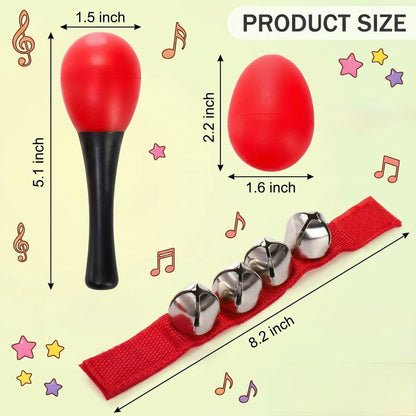 36 piezas de instrumentos musicales para niños,incluye 12 cascabeles de muñequera, 12 agitadores de huevos y 12 maracas