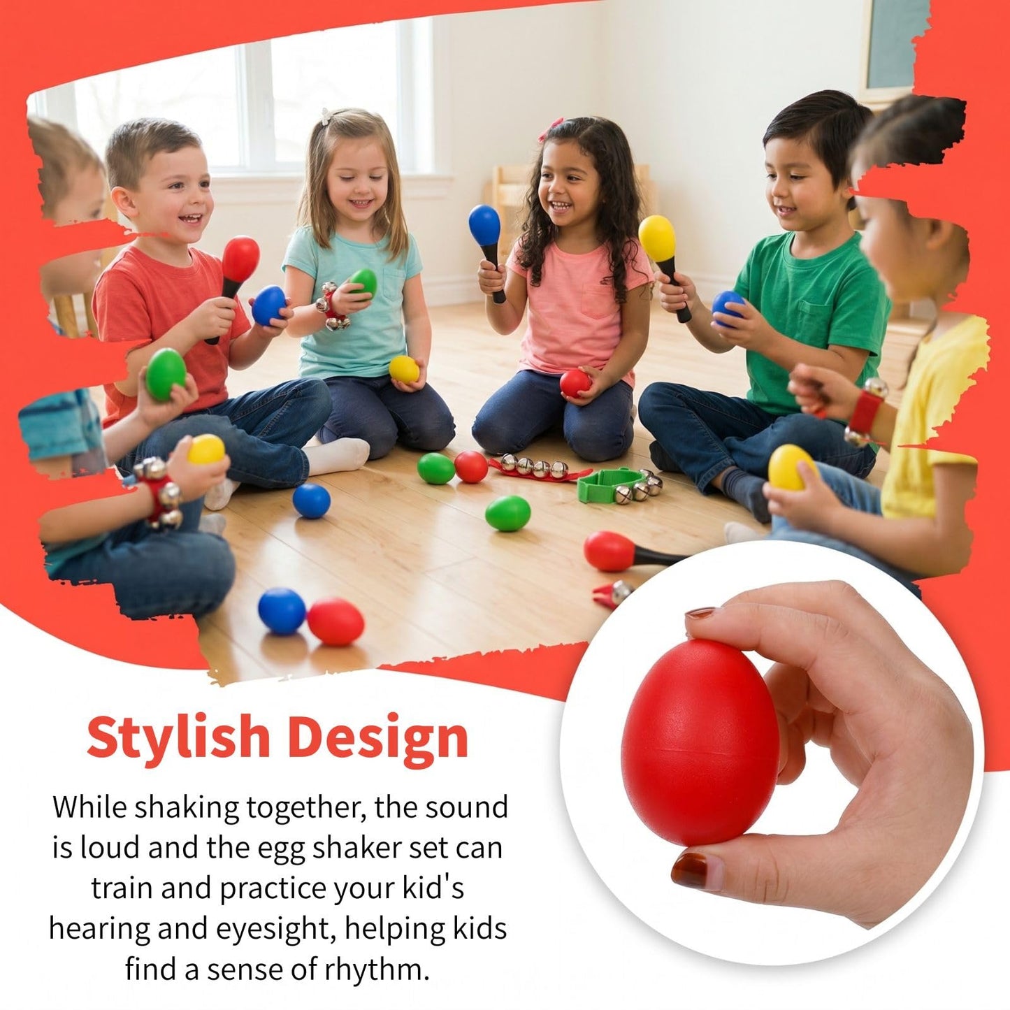 36 piezas de instrumentos musicales para niños,incluye 12 cascabeles de muñequera, 12 agitadores de huevos y 12 maracas