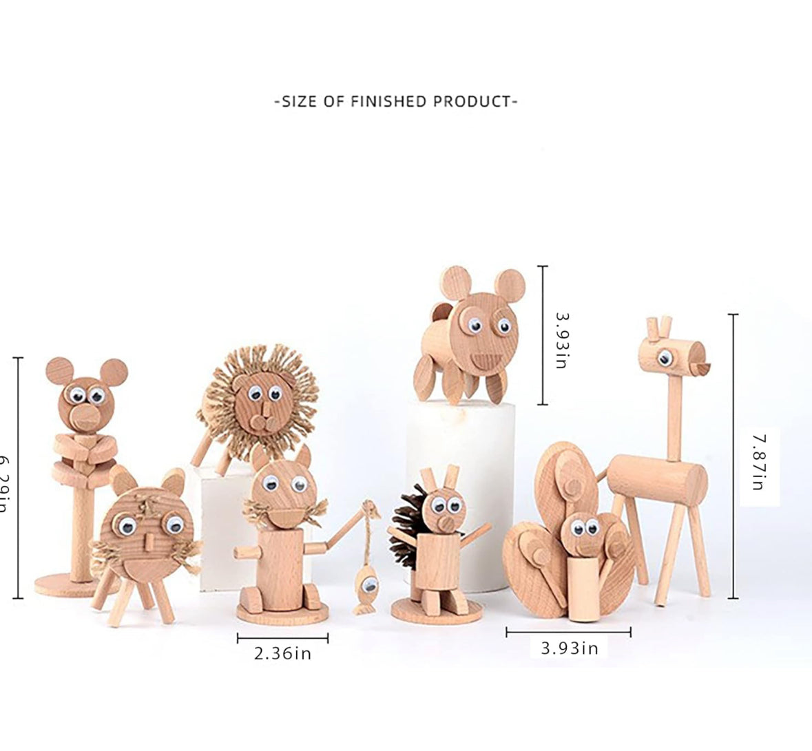 Paquete de 8 figuras de animales de madera