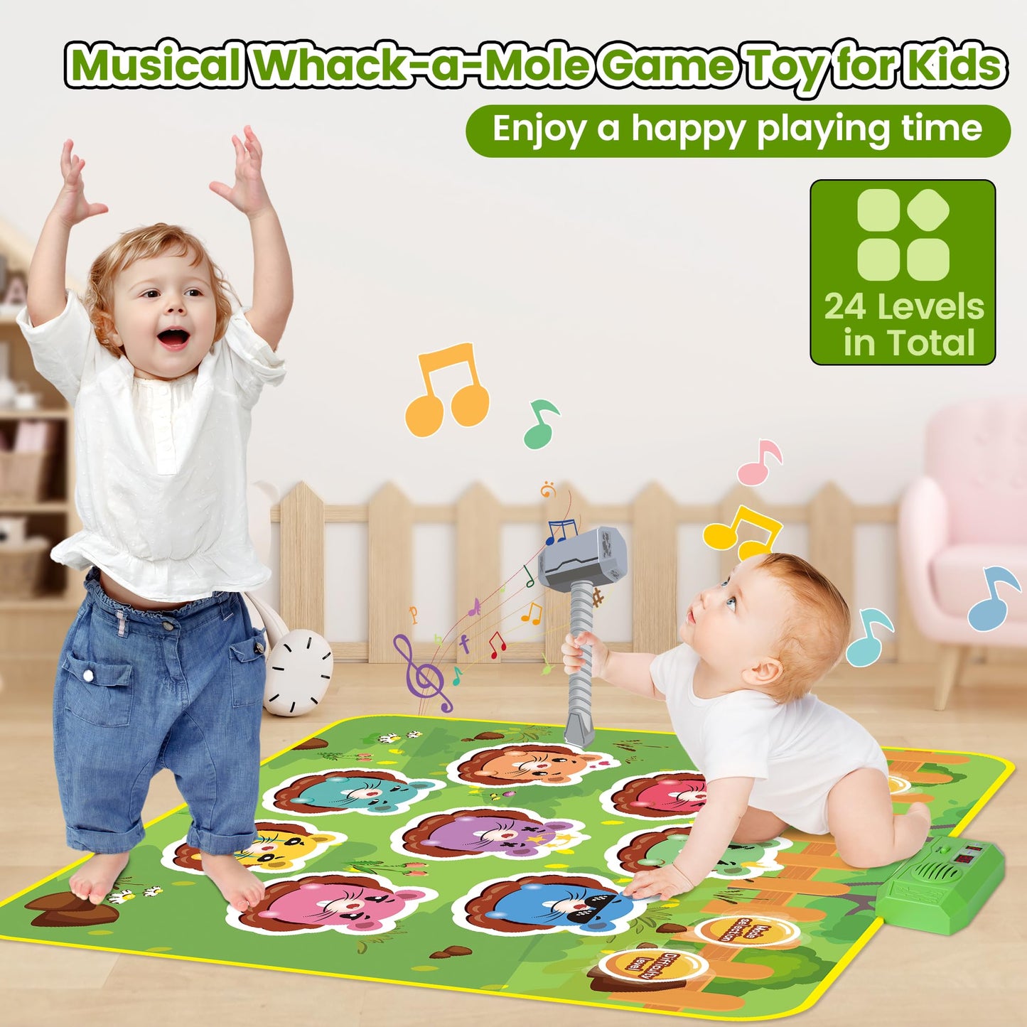 Jueguete para golpear con 2 martillos, música y luces LED