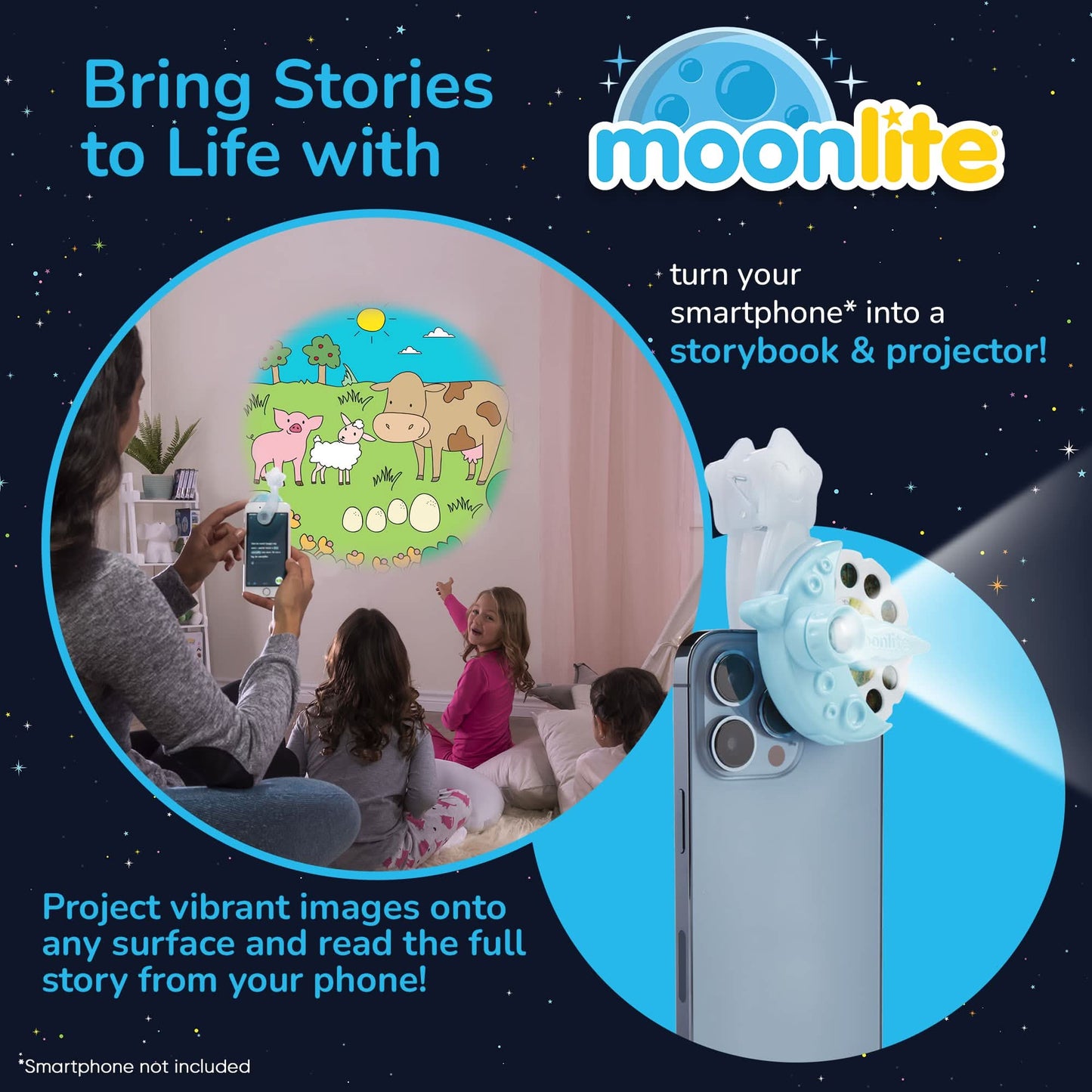 Proyector de cuentos Moonlite con 4 historias de cuentos de hadas
