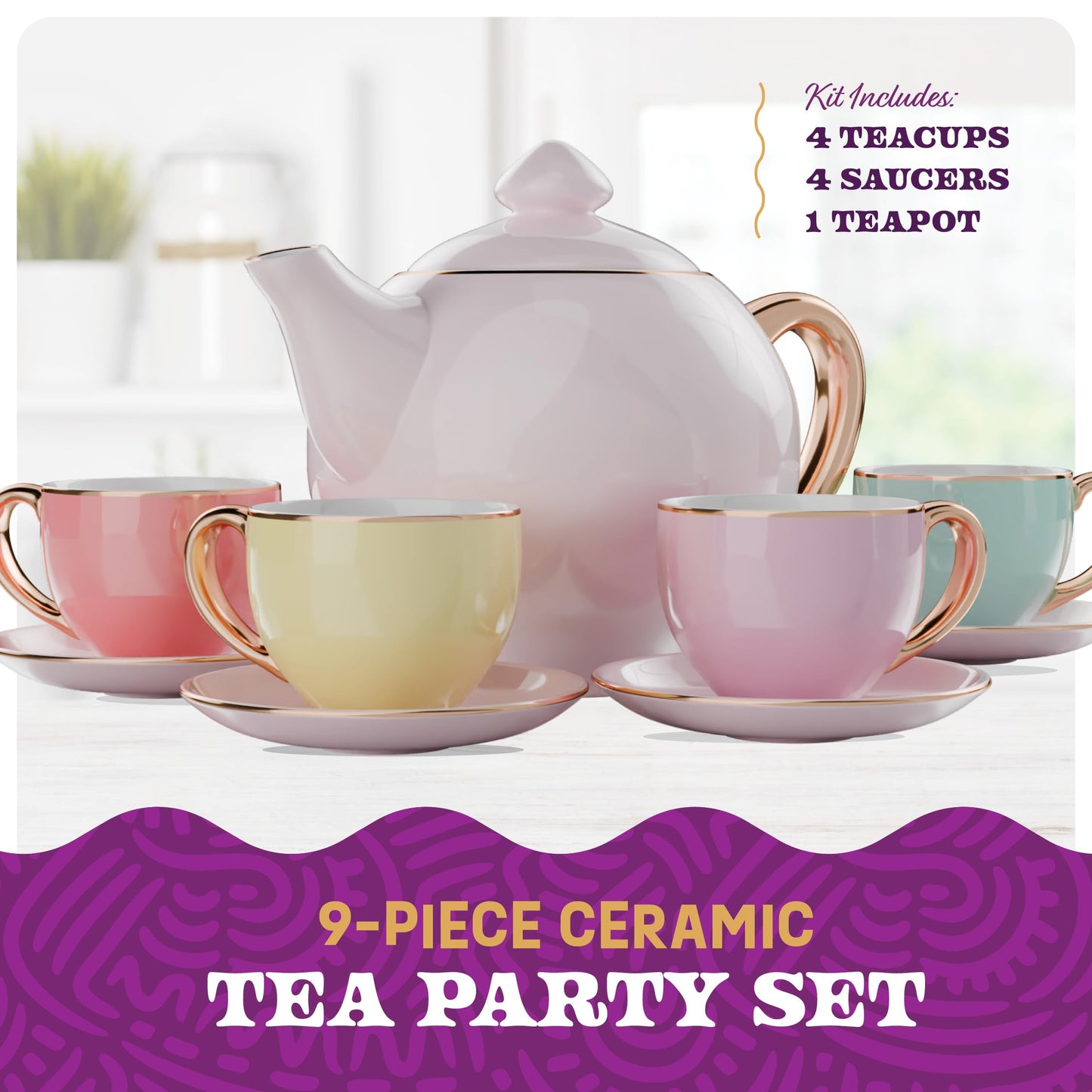 Juego de té de porcelana para niñas