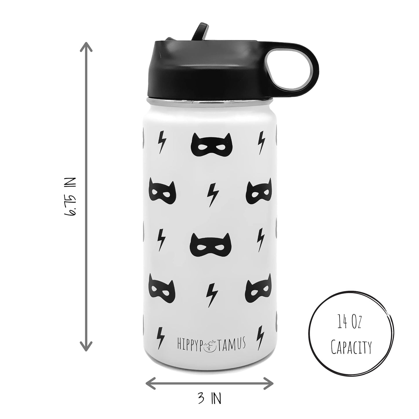 Hippypotamus Botella de agua para niños, termo de acero inoxidable con aislamiento