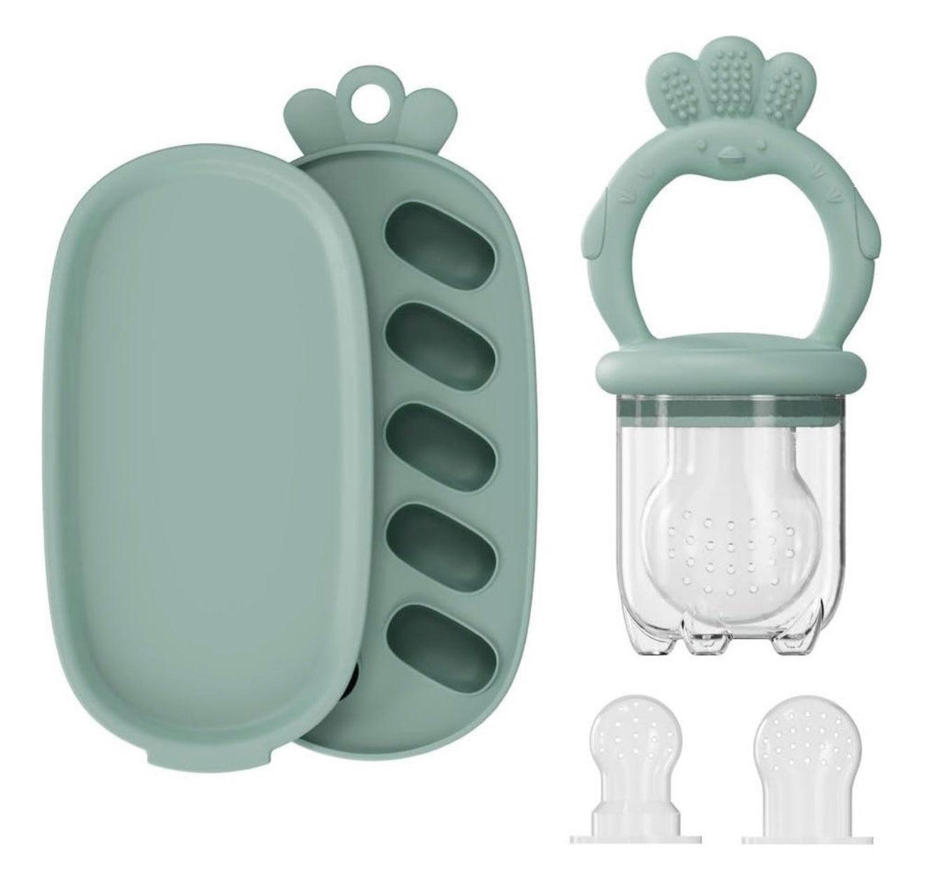 Extractor De Frutas Para Bebés Con Bandeja Congeladora Verde