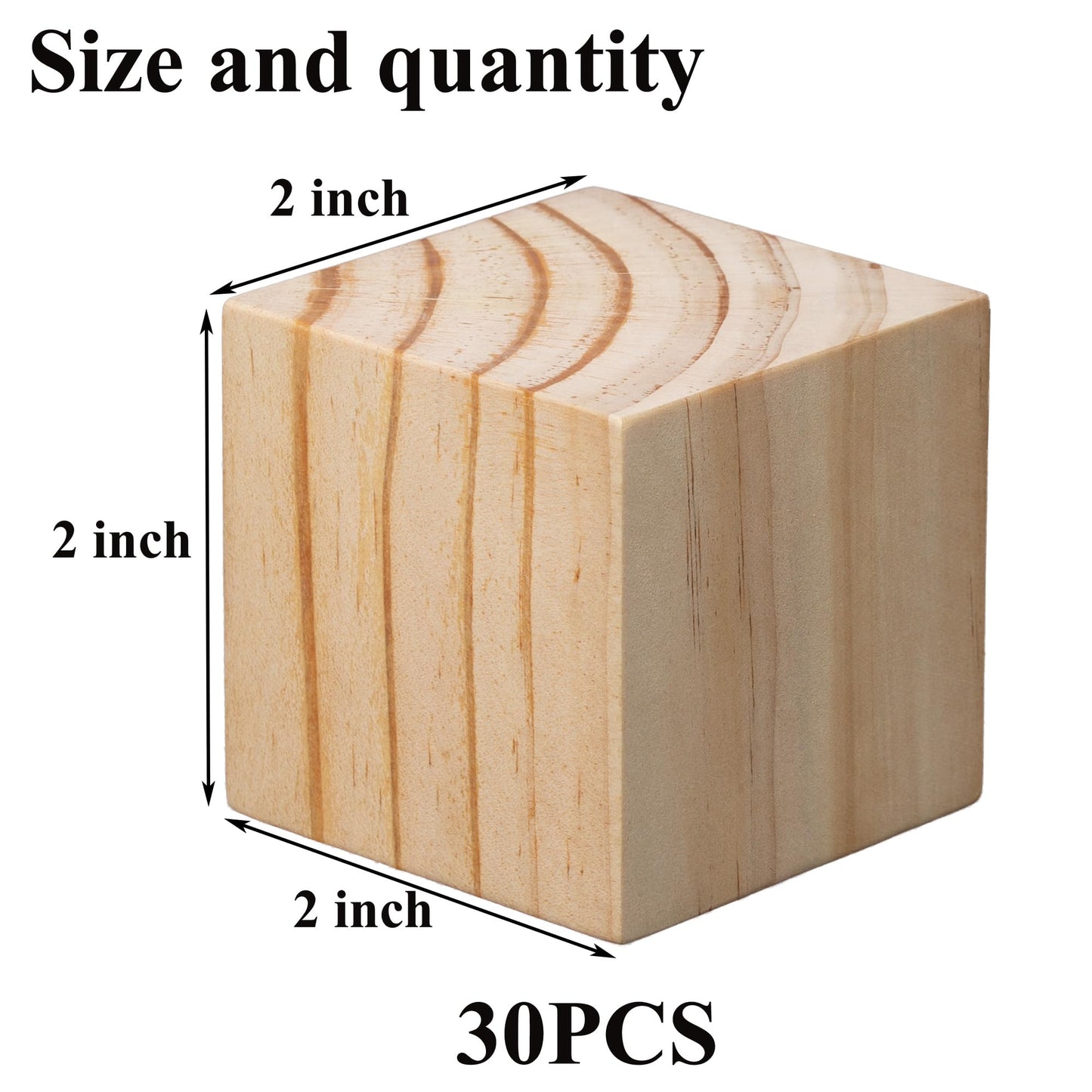 30 cubos de madera de pino macizo para manualidades