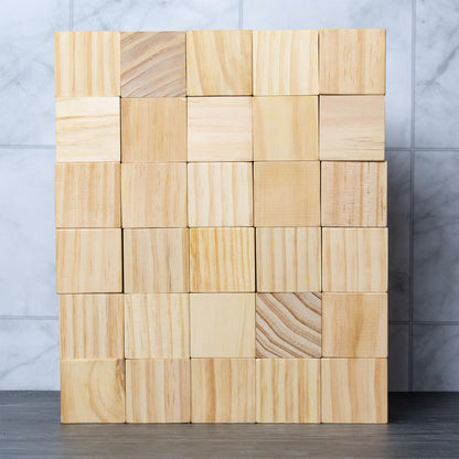 30 cubos de madera de pino macizo para manualidades