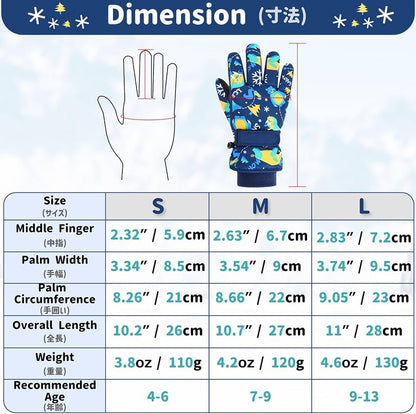 Guantes de nieve para niños de 7 a 9 años
