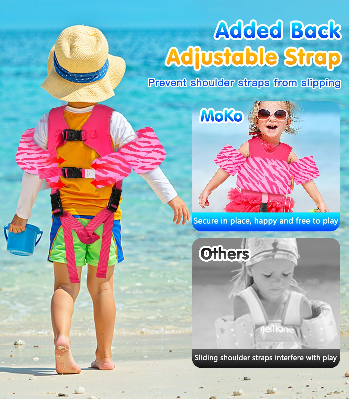 MoKo Chaleco de natación para niños pequeños, 13-30 libras