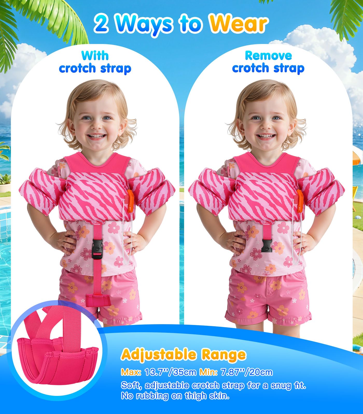 MoKo Chaleco de natación para niños pequeños, 13-30 libras