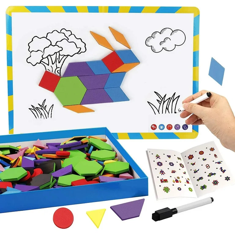 Vanmor 216PCS Magnetic Pattern Blocks Set