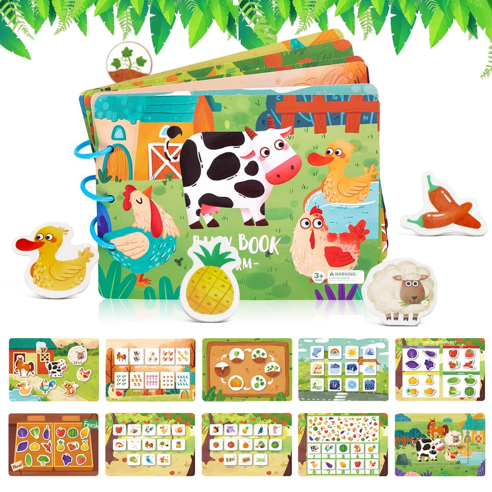 Montessori - Libro ocupado para niños pequeños, libro silencioso de 10 temas para actividades de aprendizaje preescolar