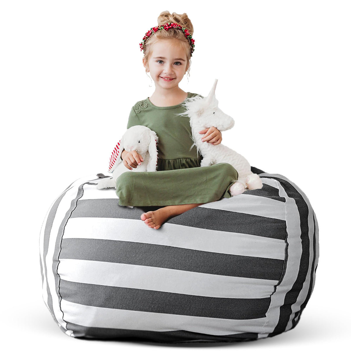 Creative QT Stuff 'n Sit - Funda de almacenamiento de puf extra grande de 38 pulgadas
