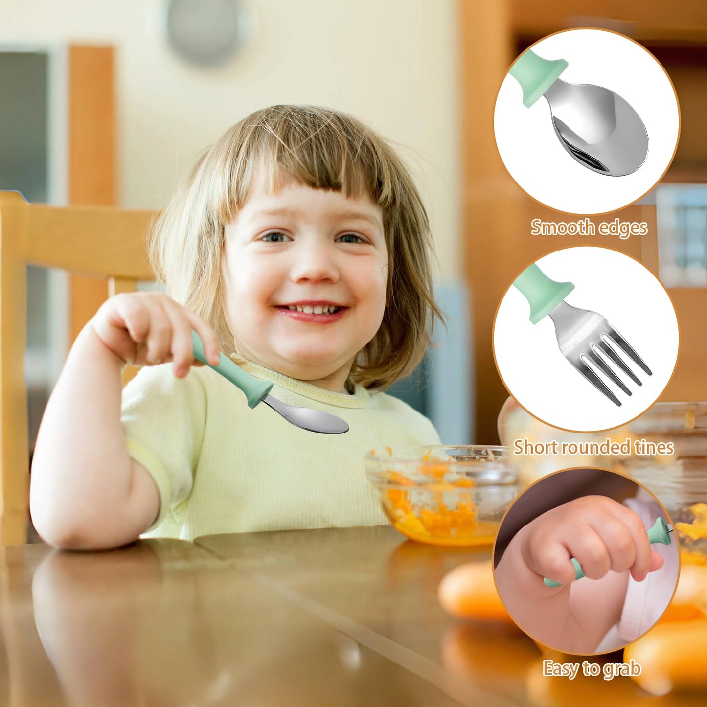 Juego de cubiertos para niños pequeños de 6 piezas