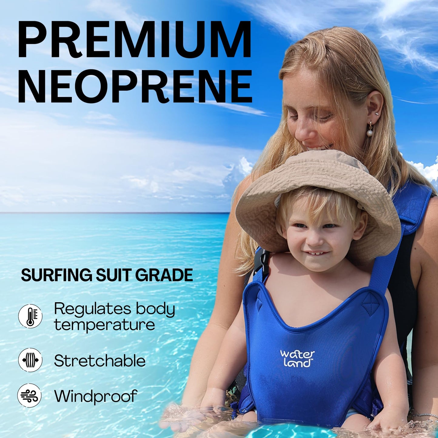 WaterLand Portabebés – Innovador portabebés que puedes utilizar tanto en el agua como en la tierra, negro