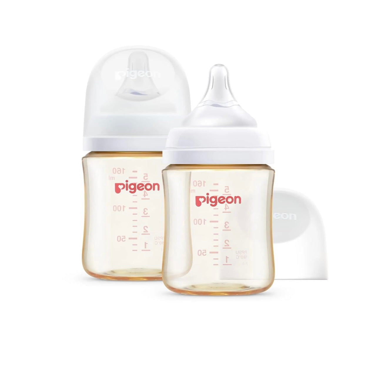 Biberón Pigeon de cuello ancho, tacto natural, fácil de limpiar, 5.4oz (paquete de 2)