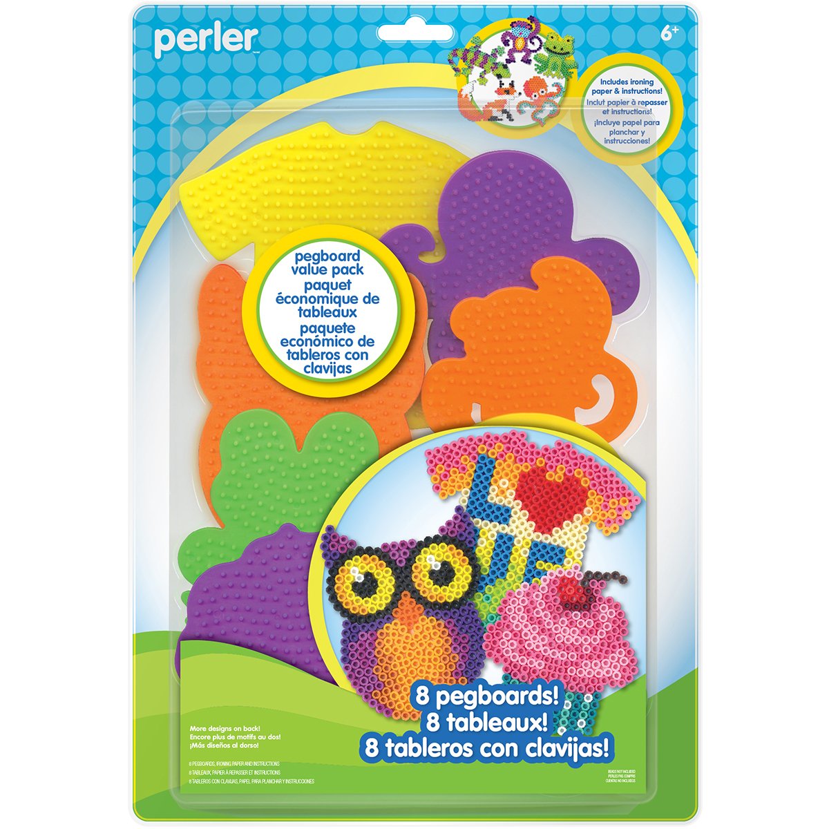 Perler Paquete de tableros de clavijas de cuentas, 8 piezas