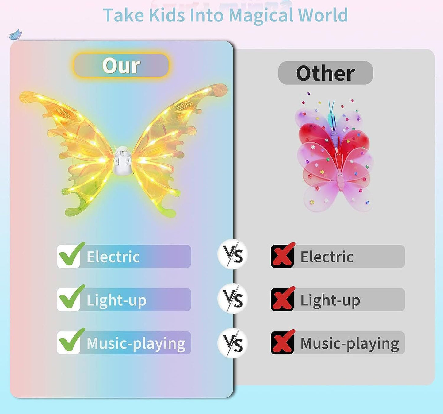 Alas de hadas con alas de mariposa para niños