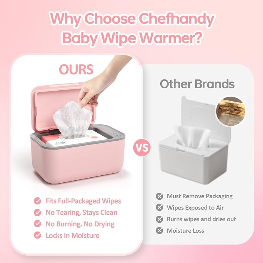 Chefhandy Calentador de toallitas para bebé, control de temperatura de 3 niveles