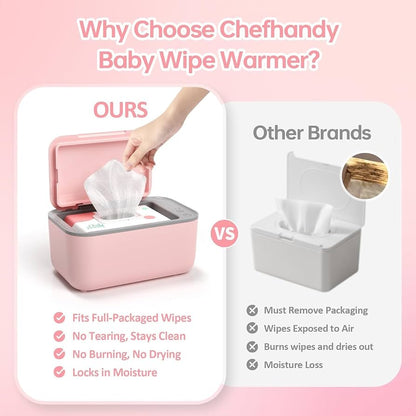 Chefhandy Calentador de toallitas para bebé, control de temperatura de 3 niveles