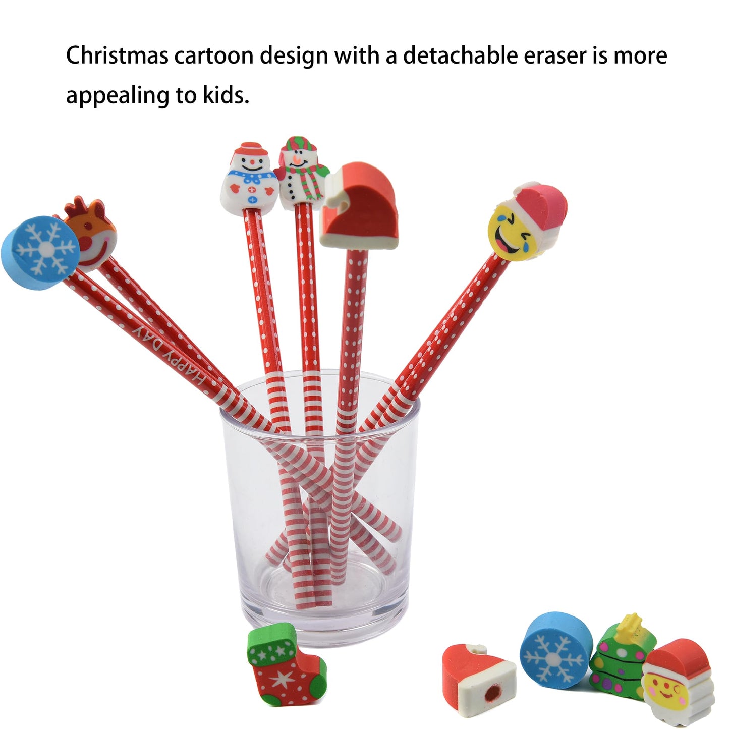 15 lápices de borrador de Navidad