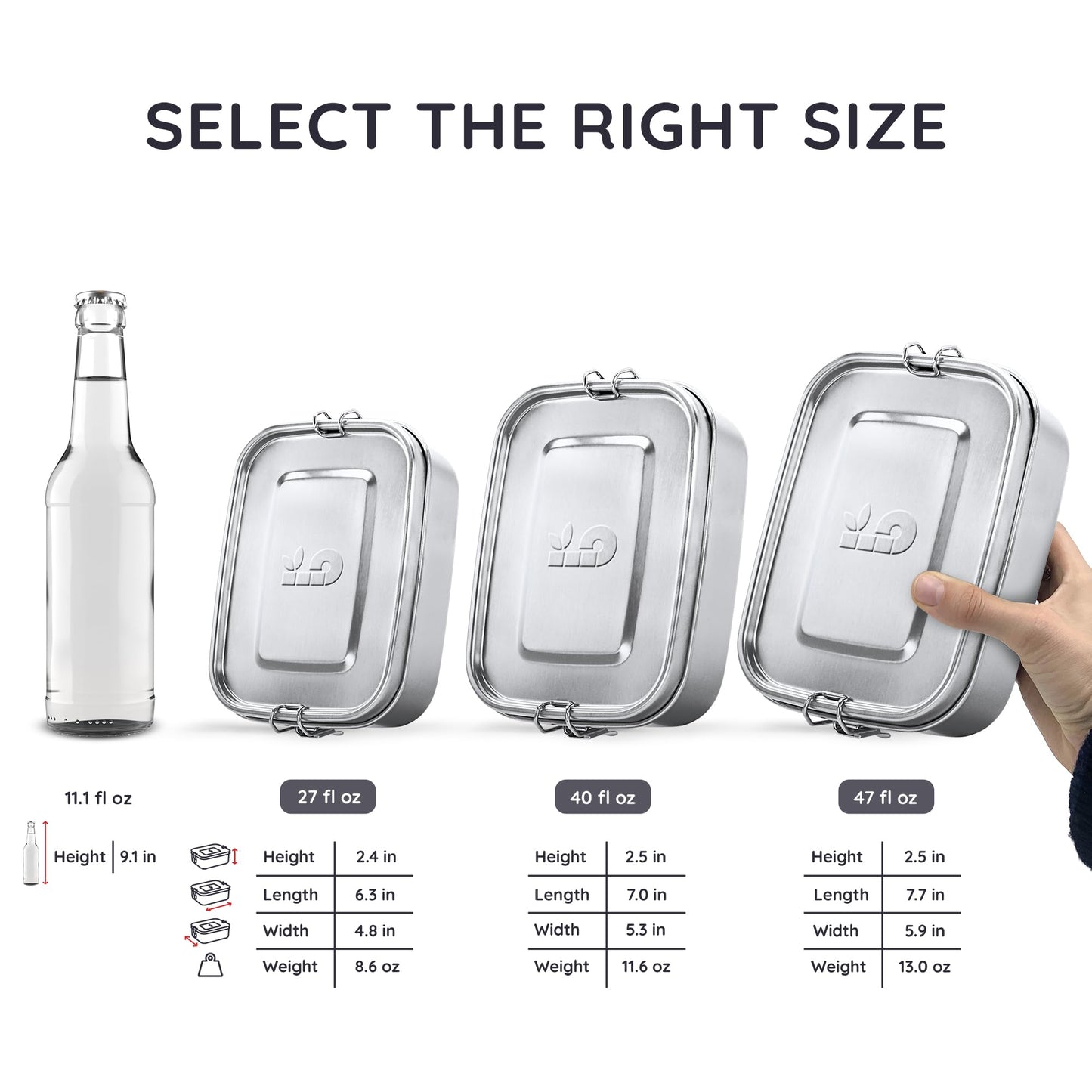 Bambaw Lonchera Bento de acero inoxidable de 27 onzas