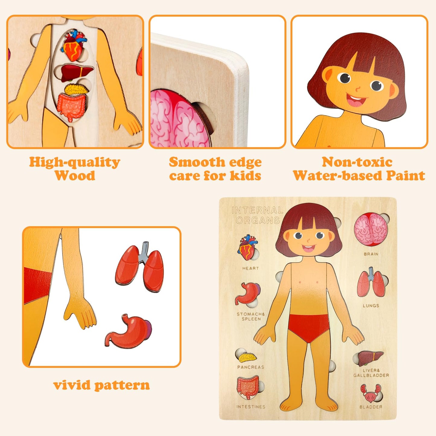 Rompecabezas de Cuerpo de Madera para Niños