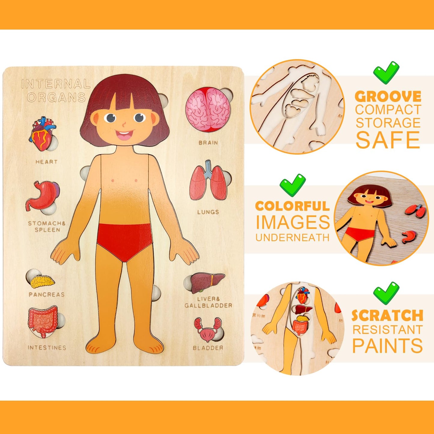 Rompecabezas de Cuerpo de Madera para Niños