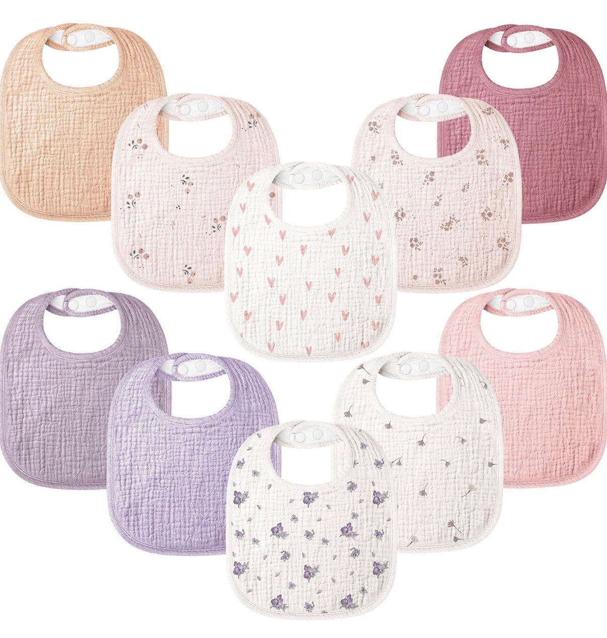 Paquete de 8 baberos para bebés de muselina de algodón 100%